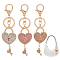3Pcs 3 Colors Heart Padlock Rhinestones Pendant Keychain with Heart Key Charm, with Alloy Findings, for Bag Purse Car Ornament, Mixed Color, 15cm, 1pc/color