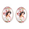 Glass Cabochons, with European Style Pattern, Oval, Pink, 25x18x6mm