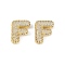 Brass Micro Pave Clear Cubic Zirconia Pendants, Cadmium Free & Nickel Free & Lead Free, Letter F, 18x24.5x6mm, hole: 4x2mm