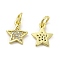 Brass Micro Pave Cubic Zirconia Charms, Cadmium Free & Nickel Free & Lead Free, with Jump Ring, Star Charms, Golden, 10x8.5x1.4mm, Hole: 2.5mm