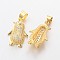 Brass Micro Pave Cubic Zirconia Pendants, Penguin, Lead Free & Nickel Free, Golden, 21x14x7mm, Hole: 5x4mm