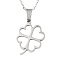 Non-Tarnish 201 Stainless Steel Pendants Necklaces, with Cable Chains and Lobster Claw Clasps, Clover, Stainless Steel Color, 17.71 inch(45cm), 1.5mm