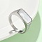 316L Stainless Steel Shell Finger Rings for Women, Rectangle, Ion Plating(IP), Stainless Steel Color, 9mm, US Size 9(18.9mm)