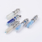 Natural Striped Agate/Banded Agate Big Pointed Pendants, with Alloy Findings, Faceted, Bullet, Platinum, 59~63x11~12mm, Hole: 4x7mm