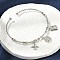 Brass Micro Pave Clear Cubic Zirconia Charm Bangles for Women, Aieplane & Possport & Map, Lead Free & Cadmium Free, Long-Lasting Plated, Platinum, Inner Diameter: 2x2-1/8 inch(5x5.4cm)
