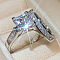 2Pcs 2 Styles Brass Micro Pave Clear Cubic Zirconia Finger Rings for Women, Platinum, US Size 10(19.8mm)