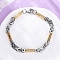 201 Stainless Steel Byzantine Chain Bracelets, with 304 Stainless Steel Clasps, Ion Plating(IP), Golden & Stainless Steel Color, 8-7/8 inch(22.5cm)
