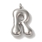 Non-Tarnish Ion Plating(IP) 304 Stainless Steel Pendants, Balloon Letter Charm, Stainless Steel Color, Letter R, 24.5x17.5x6mm, Hole: 2mm