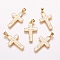 Freshwater Shell Pendants, with Brass Findings, Cross, Golden, 26x16x2.5mm, Hole: 3.5x5mm