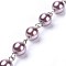 Handmade Dyed Glass Pearl Beaded Chains, Unwelded, with Iron Eye Pin, Platinum, Rosy Brown, 39.37 inch, 1m/strand