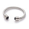 304 Stainless Steel Cuff Bangles, Torque Bangles, with Glass Rhinestone, Stainless Steel Color, 2-3/8 inch(6.1cm)