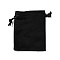 Velvet Jewelry Drawstring Storage Pouches, Rectangle, Black, 9.5x7x0.5cm