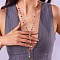 Alloy Colorful Rhinestone Flat Round Long Y Necklaces for Women, Platinum, 31.50 inch(80cm)