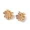 Brass Micro Pave Cubic Zirconia Beads, Nickel Free, Flower, Golden, Plum, 10.5x10.5mm, Hole: 3mm