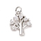 Brass Micro Pave Cubic Zirconia Pendants, Cadmium Free & Lead Free, with Jump Ring, Tree Charms, Platinum, 15x12x3mm, Hole: 2.8mm
