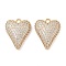 Brass Micro Pave Clear Cubic Zirconia Pendants, Cadmium Free & Nickel Free & Lead Free, Heart, Real 18K Gold Plated, 22x17.5x5.5mm, Hole: 2mm