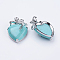 Synthetic Turquoise Pendants, with Brass Findings, Heart, Platinum, 32x47.5x12mm, Hole: 4x5mm
