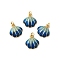 Brass Enamel Charms, with Jump Ring, Shell Shape, Long-Lasting Plated, Lead Free & Cadmium Free, Real 18K Gold Plated, Dark Blue, 11.5x12x3mm, Hole: 2mm