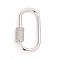 Brass Micro Pave Clear Cubic Zirconia Screw Carabiner Lock Charms, for Necklaces Making, Quick Links, Oval, Platinum, 30x17x5.5mm, Screw: 9.5x5.5mm
