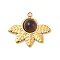 Natural Amethyst Pendants, with 304 Stainless Steel Findings, Ion Plating(IP), Leaf Charms, 16x19.5x4.5mm, Hole: 1.4mm