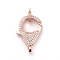 Brass Micro Pave Cubic Zirconia Lobster Claw Clasps, with Bail Beads/Tube Bails, Clear, Rose Gold, Clasp: 26.5x17.5x5.5mm, Hole: 2.5mm, Tube Bails: 9.5x7.5x2mm, Hole: 1.2mm