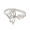 Non-Tarnish 304 Stainless Steel Hollow Lotus Adjustable Ring for Women, Stainless Steel Color, Inner Diameter: 16.6mm