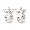 Halloween CCB Plastic Pendants, Skull with Bat Charm, Platinum, 32.5x23.5x7.5mm, Hole: 1.8mm