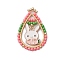 Easter Theme Glass Seed Beaded Teardrop with Rabbit Pendants, Alloy Enamel Pendants, with Golden 201 Stainless Steel Linking Rings, Pink, 31x21x2mm, Hole: 1.8mm