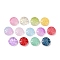 Transparent Glass Beads, Flat Round with Moon & Star, Baking Paint, Mixed Color, 13x6mm, Hole: 1mm