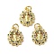 Rack Plating Real 18K Gold Plated Brass Pendants, with Cubic Zirconia, Long-Lasting Plated, Lead Free & Cadmium Free, Ellipses & Statues, Colorful, 17x11x3mm, Hole: 2mm