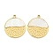 PVD Vacuum Plating 304 Stainless Steel Pendants, with Shell, Flat Round Charm, Real 18K Gold Plated, 18.5x16x2mm, Hole: 1.6mm