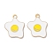Alloy Enamel Pendants, Fried Eggs Charms, Egg, 27x21x1mm, Hole: 2mm