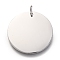 Non-Tarnish 304 Stainless Steel Charms, Manual Polishing, with Jump Rings, Blank Stamping Tag, Flat Round, Stainless Steel Color, 25x1mm, Hole: 3.5mm
