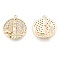 Brass Micro Pave Clear Cubic Zirconia Pendants, Cadmium Free & Nickel Free & Lead Free, Flat Round with City, Real 18K Gold Plated, 17.5x15x3mm, Hole: 1.6mm