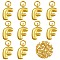 10Pcs Rack Plating Brass Pendants, with Jump Ring, Lead Free & Cadmium Free & Nickel Free, Long-Lasting Plated, Letter F, 18x11.5x4.5mm, Hole: 2.5mm