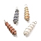 Natural & Synthetic Gemstone Pointed Pendants, with Silver Brass Findings, Bullet, 40x11mm, Hole: 4x3.5mm