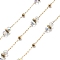304 Stainless Steel Paperclip Chains, Ion Plating(IP), with Glass Beads, Real 18K Gold Plated, Soldered, Clear, 2x1x0.2mm, about 32.81 Feet(10m)/Roll