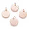 Ion Plating(IP) 304 Stainless Steel Charms, with Jump Rings, Blank Stamping Tag, Flat Round, Rose Gold, 12x1mm, Hole: 3.5mm