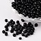 6/0 Opaque Colours Round Glass Seed Beads, Black, Size: about 4mm in diameter, hole:1.5mm, about 495pcs/50g