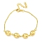 Rack Plating Egg Brass Link Bracelets for Women, Cadmium Free & Lead Free, Long-Lasting Plated, Real 18K Gold Plated, 7-1/4 inch(18.5cm)