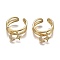 Adjustable Brass Micro Pave Clear Cubic Zirconia Cuff Rings, Open Rings, Long-Lasting Plated, Star & Moon, Real 18K Gold Plated, Inner Diameter: 17mm