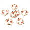 Eco-Friendly Alloy Enamel Pendants, Cadmium Free & Lead Free & Nickel Free, Light Gold, Ring with Crane, Orange Red, 29x32x1.5mm, Hole: 1.8mm