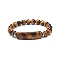 Natural Tiger Eye Beaded Stretch Bracelet, Gemstone Jewelry for Men Women, Rectangle Bar Charm Bracelets, Inner Diameter: 2-1/8 inch(5.3cm)