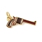 Brass Enamel Charms, Gun Charm, with Jump Ring, Lead Free & Cadmium Free, Long-Lasting Plated, Rack Plating, Real 18K Gold Plated, Coconut Brown, 18x7.5x1.5mm, Hole: 3.4mm
