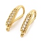 Brass with Cubic Zirconia Earring Hooks, Ear Wire, Real 18K Gold Plated, 18 Gauge, 17x3x9mm, Hole: 1.4mm, Pin: 1mm