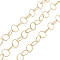 Brass Textured Hexagon Link Chains, Cadmium Free & Nickel Free & Lead Free, Unwelded, with Spool, Real 18K Gold Plated, 9.5x9x1mm
