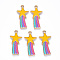 Alloy Enamel Comet Star Pendants, Shooting Star, Light Gold, Medium Purple, 26.5x13x1.5mm, Hole: 2mm
