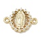 Rack Plating Brass Micro Pave Clear Cubic Zirconia Religion Virgin Mary Connector Charms, Long-Lasting Plated, Lead Free & Cadmium Free, Real 18K Gold Plated, 12x16x2.8mm, Hole: 1.6mm