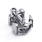 Retro 304 Stainless Steel Slide Charms/Slider Beads, for Leather Cord Bracelets Making, Anchor, Antique Silver, 15x12x8mm, Hole: 4x8.5mm