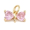 Rack Plating Brass Micro Pave Cubic Zirconia Links, Bowknot Connector Charms, Long-Lasting Plated, Lead Free & Cadmium Free, with Jump Ring, Real 18K Gold Plated, 7x11.5x3.5mm, Hole: 3mm